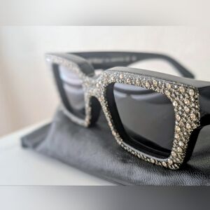 Off-White Virgil Rhinestone Sunglasses Crystal Frame Made in Italy